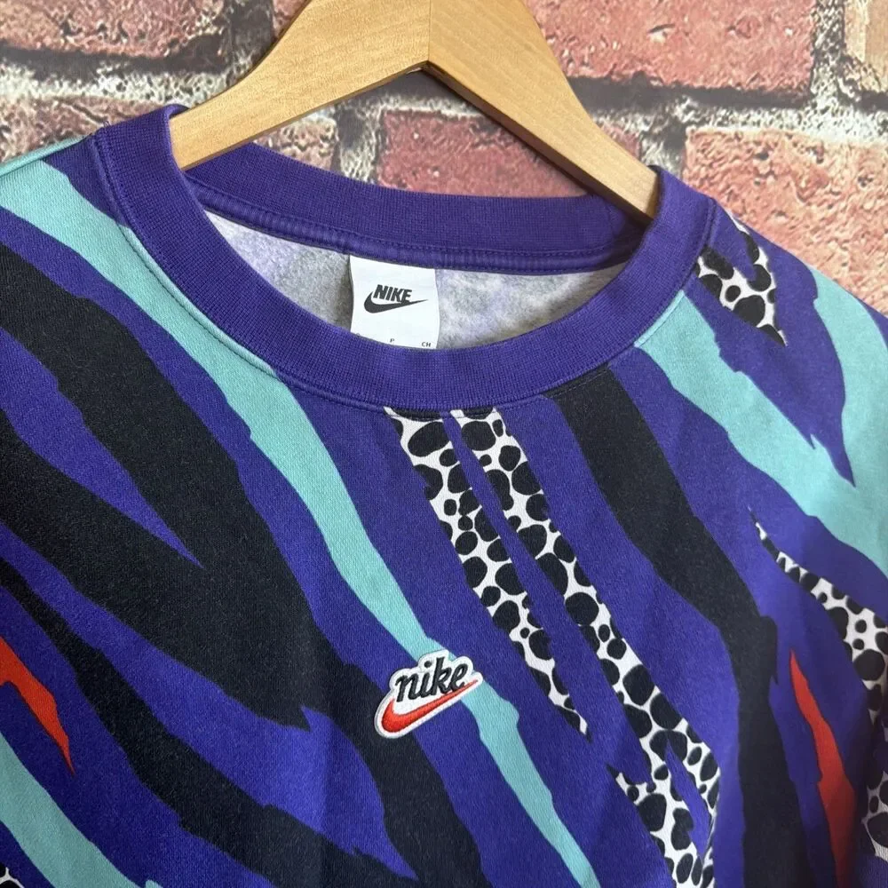 Nike Sweater Mens S Multicolor Animal Print Crewneck DV0939-547